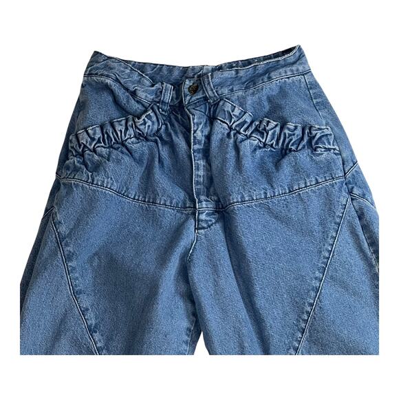 Vintage 80s/90s Via West Ruffled High-Waisted Jeans – Juniors – 23” Waist - Picture 5 of 10